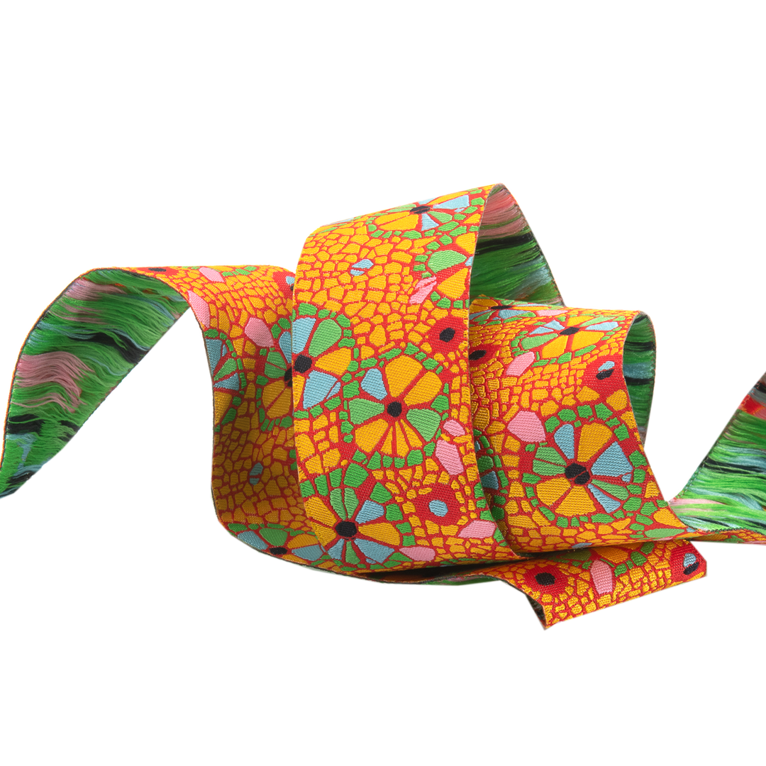 Mosaic Floral on Orange- Odile Bailloeul  - 1 1/2"