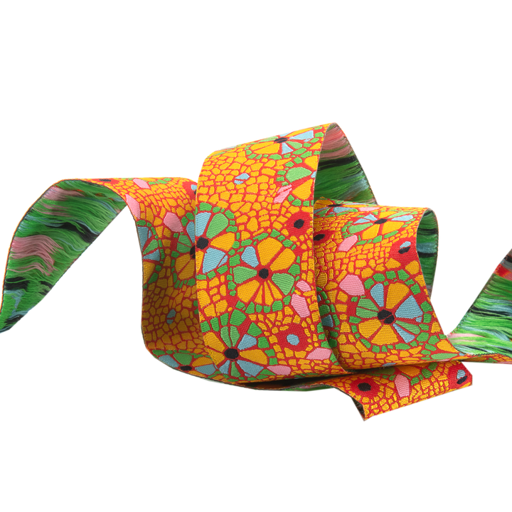 Mosaic Floral on Orange- Odile Bailloeul  - 1 1/2"