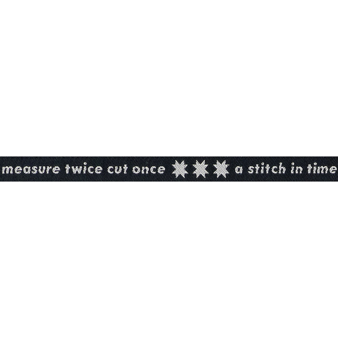 Catnap - Measure Twice in Black - 3/8" width - by Alexia Abegg - 15 Yard Spool