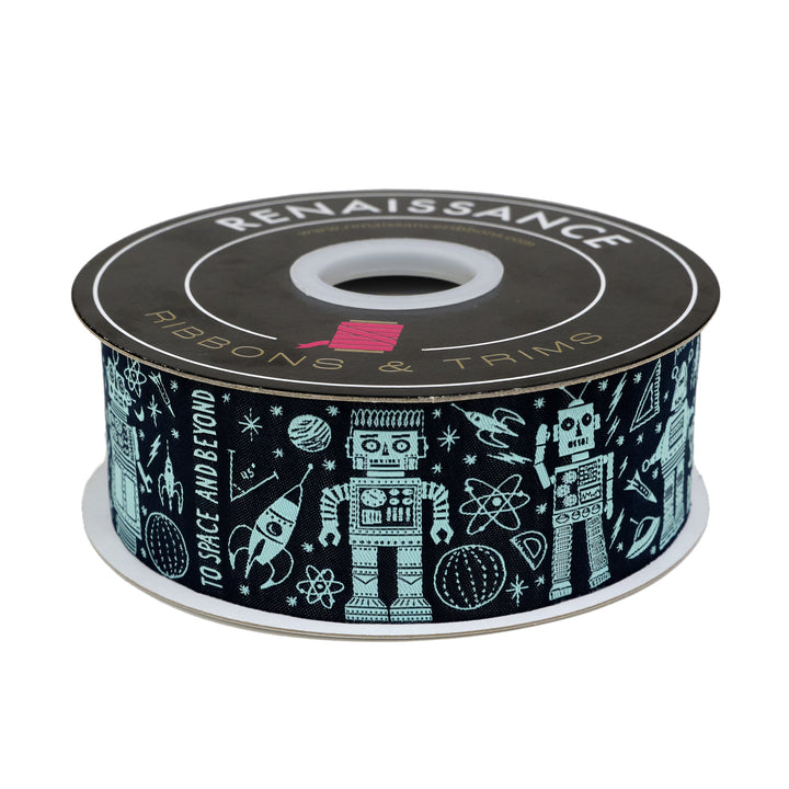 3, 2, 1... Blastoff - Space Robot in Night Sky 2" - by Stacy Iest Hsu - 15 Yard Spool