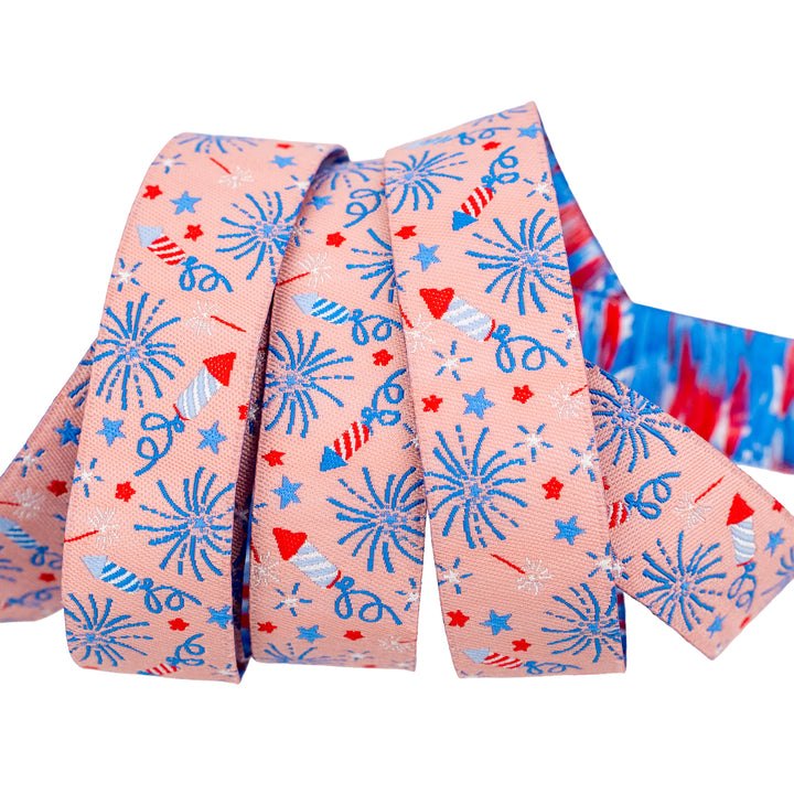250th Birthday - Sparklers - 7/8" width - by Renaissance Ribbons - 15 Yard Spool