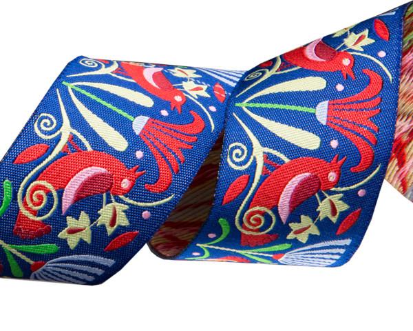 Red Art Deco Flowers on indigo 1-1/2" by Jane Sassaman
