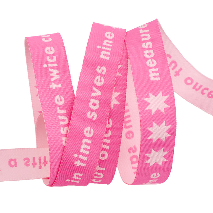 Catnap - Measure Twice in Neon Pink - 5/8" width - by Alexia Abegg - 15 Yard Spool