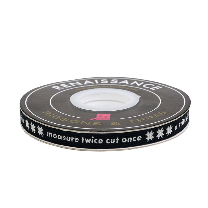 Catnap - Measure Twice in Black - 3/8" width - by Alexia Abegg - 15 Yard Spool