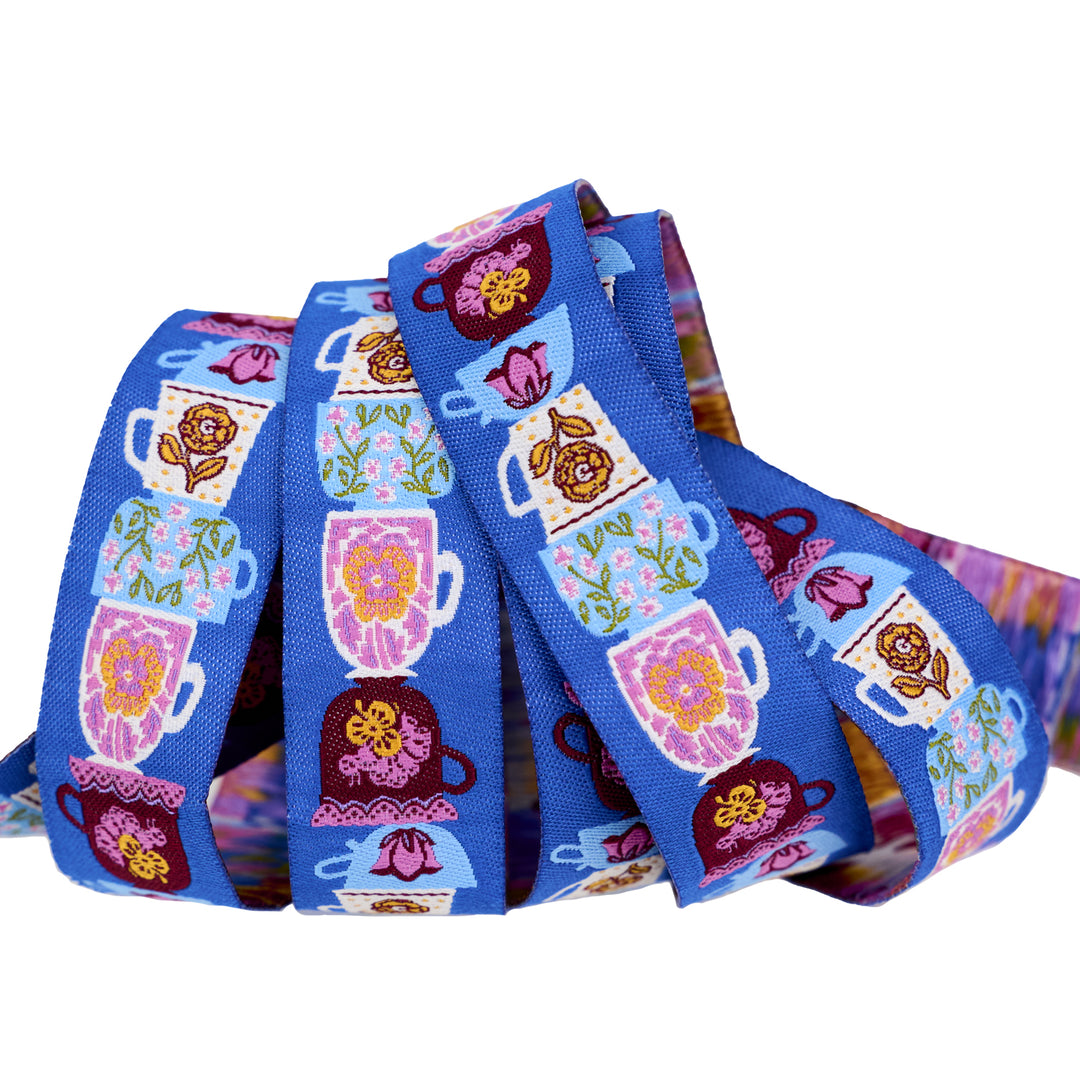 Hello Alice - Teacups - 7/8" width - by Sarah Watts - 15 Yard Spool