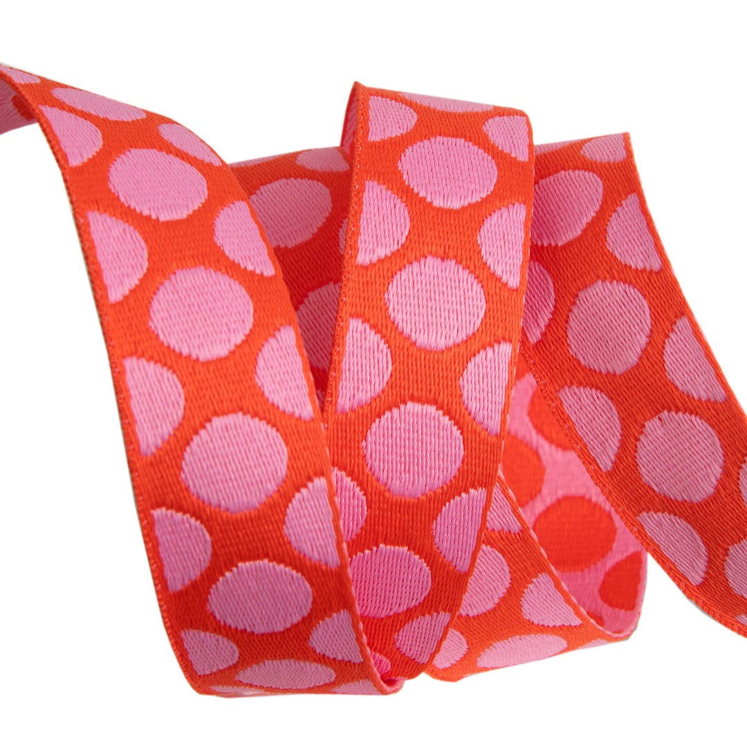 Down to Earth - Dot Webbing in Pinkerberry 1" - by Tula Pink - 16 Yard Spool (Preorder)