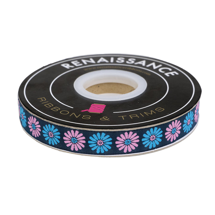 Best Day - Vintage Flower in Teal 5/8" - by Melody Miller - 15 Yard Spool