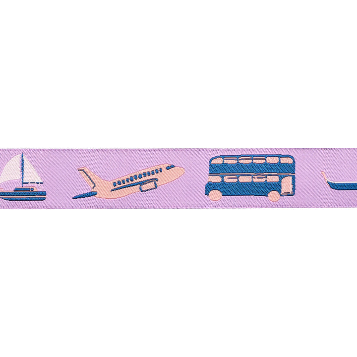 The Genesis of a Journey - Modes of Travel in Purple - 7/8" width - by Genesis Hall - 15 Yard Spool
