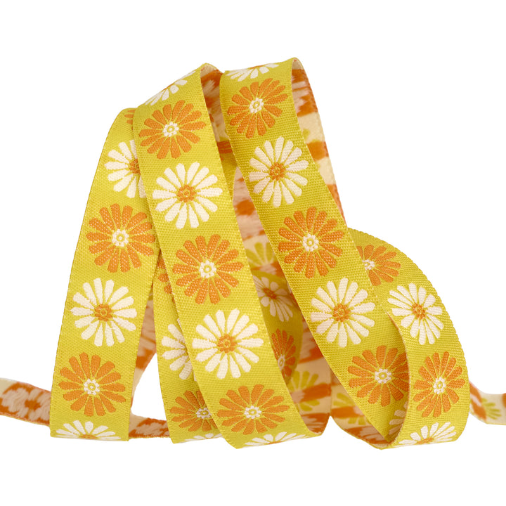 Best Day - Vintage Flower in Golden Hour 5/8" - by Melody Miller - 15 Yard Spool