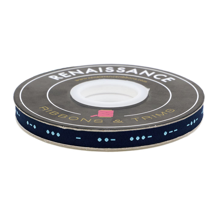 High Flight - Morse Code in Flag Blue - 3/8" width - by Sarah Thomas - 15 Yard Spool