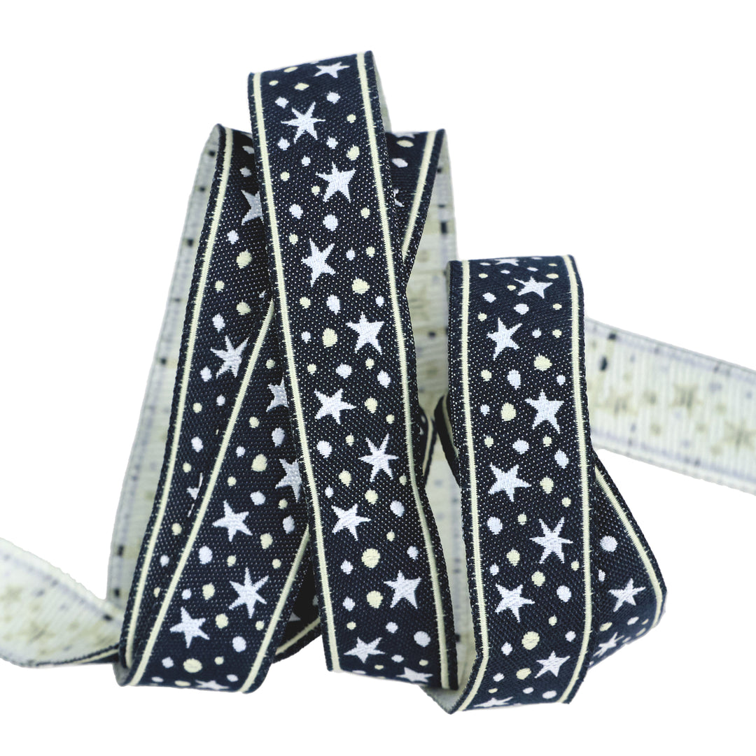 3, 2, 1... Blastoff - Wish Upon a Star in Night Sky 5/8" - by Stacy Iest Hsu - 15 Yard Spool