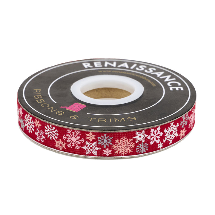 Mistletoe and Holly - Sweet Snowflakes - 5/8" width - by Beverly McCullough - 15 Yard Spool
