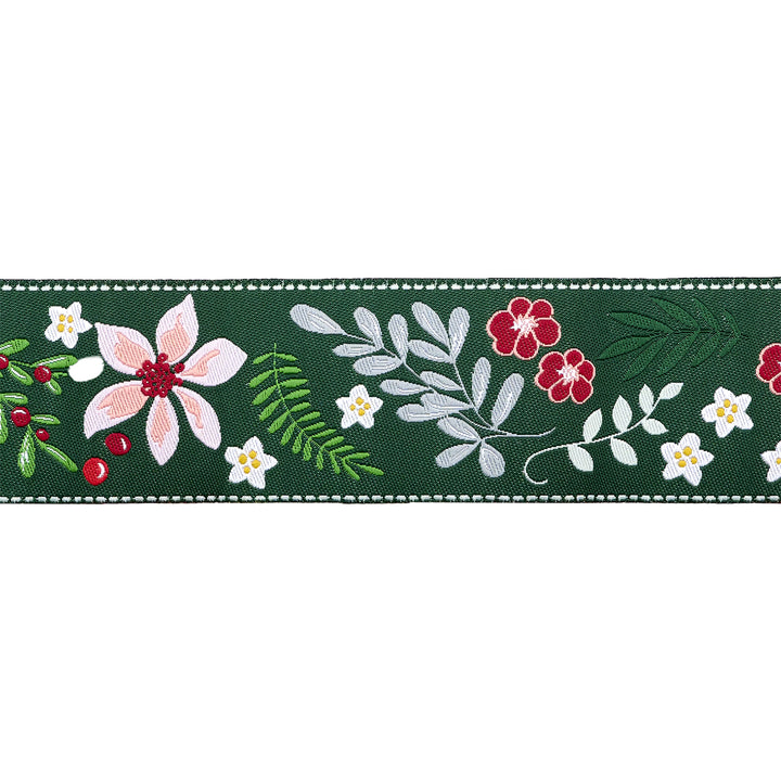 Mistletoe and Holly - Floral Mistletoe - 1-1/2" width - by Beverly McCullough - 15 Yard Spool