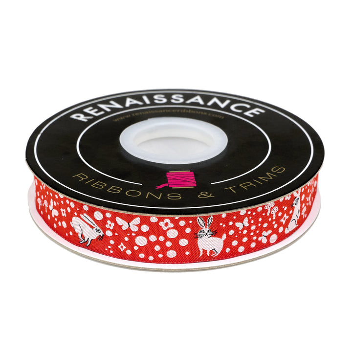 Love Letter - Bunny Dot in Red 7/8" - by Lizzy House - 15 Yard Spool