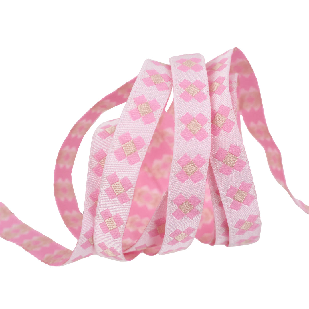 Patchwork in Pink - 3/8" width - Meadow - 15 Yard Spool