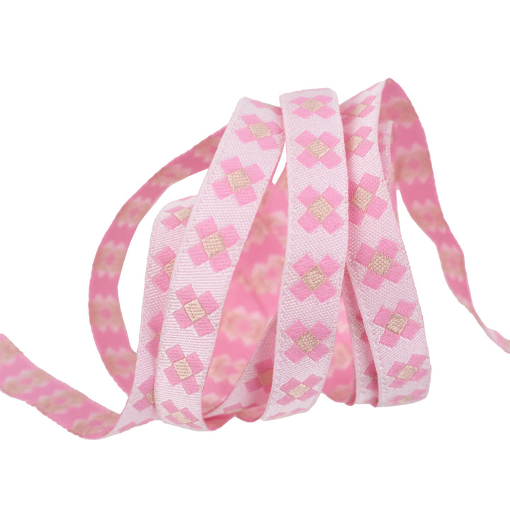 Patchwork in Pink - 3/8" width - Meadow - 15 Yard Spool