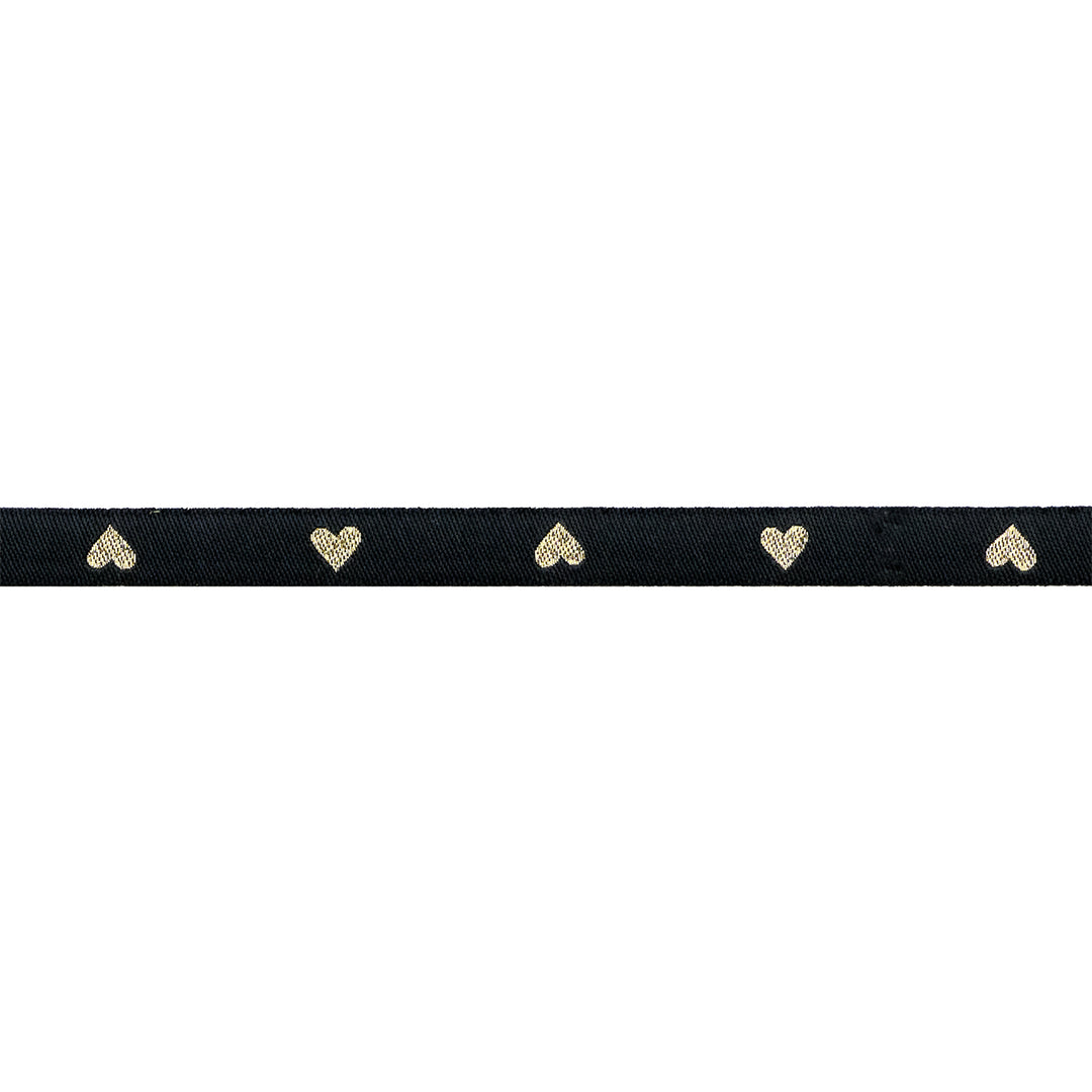 Hearts and Sparks - Hearts in Black/Gold - 3/8" width - by Melody Miller - 15 Yard Spool