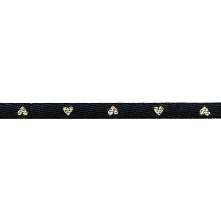 Hearts and Sparks - Hearts in Black/Gold - 3/8" width - by Melody Miller - 15 Yard Spool