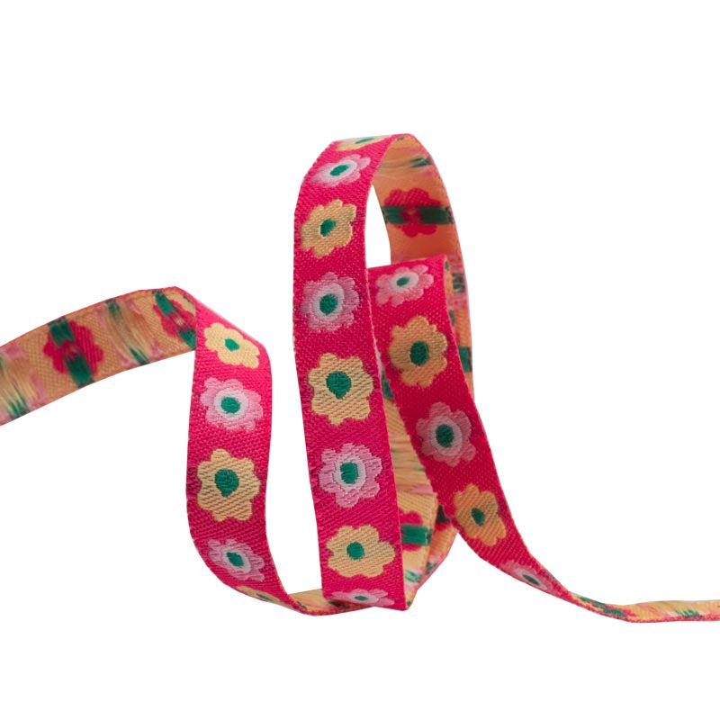 Narrow Pink Flowers row - 3/8" - Kaffe Fassett