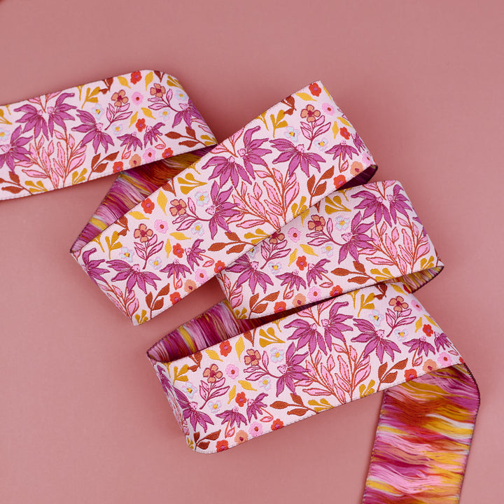 Sunset Cottage - Sunset Meadow in Pink - 1-1/2" width - by Stephanie Organes - 15 Yard Spool