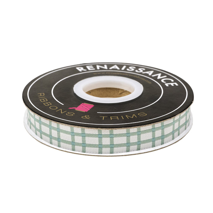 Montana Bloom - Blue Plaid - 5/8" width - by Cate and Rainn - 15 Yard Spool