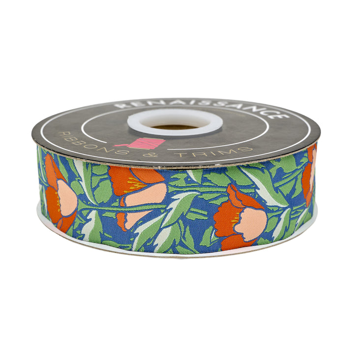 Poppy Night - Shadowed Blooms - 1-1/2" wdith - by Renaissance Ribbons - 15 Yard Spool