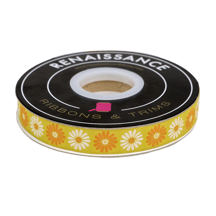 Best Day - Vintage Flower in Golden Hour 5/8" - by Melody Miller - 15 Yard Spool