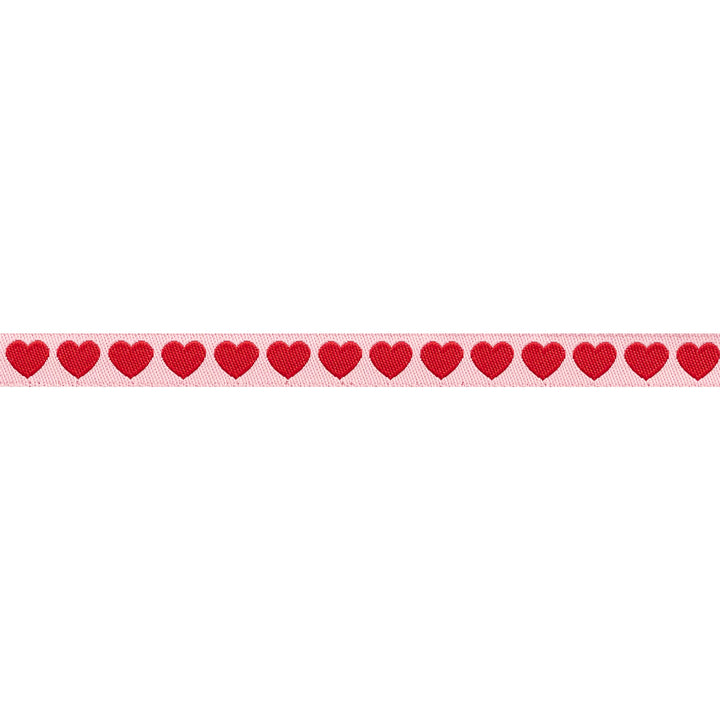 Funny Valentine - Tiny Hearts in Peach and Red - 3/8" width - by Lizzy House - 15 Yard Spool