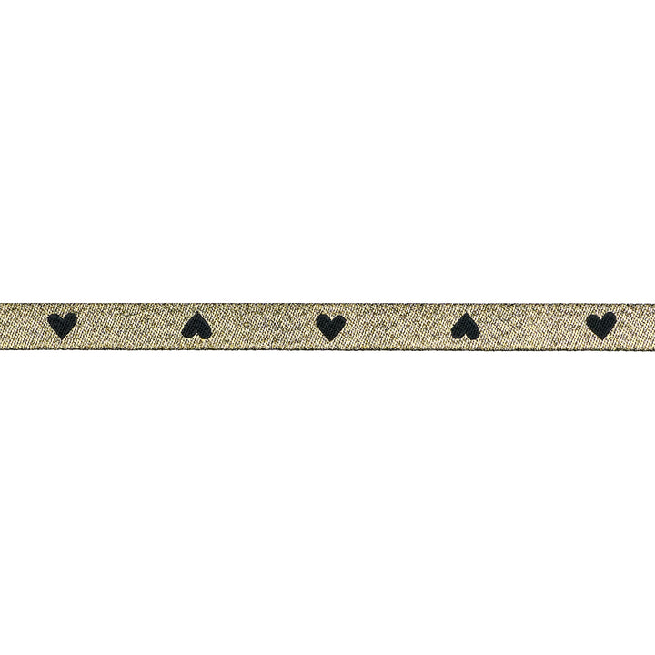 Hearts and Sparks - Hearts in Black/Gold - 3/8" width - by Melody Miller - 15 Yard Spool