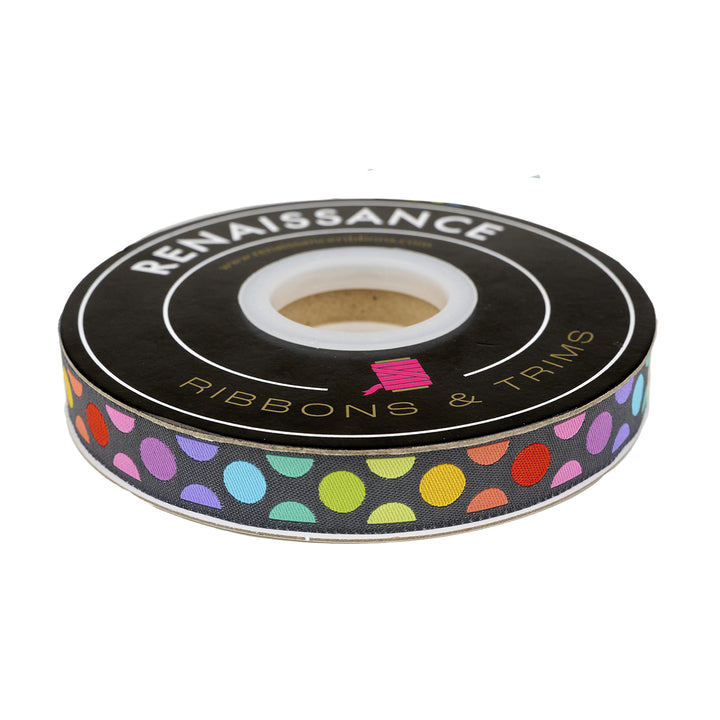 Graywork - Disco Dot in Carbon - 5/8" width - by Tula Pink - 15 Yard Spool