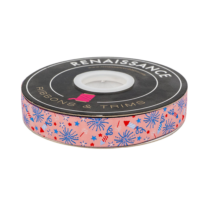 250th Birthday - Sparklers - 7/8" width - by Renaissance Ribbons - 15 Yard Spool