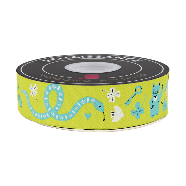 Ooh Lucky Lucky - Lucky in Citron - 1-1/2" width - by Alexia Abegg - 15 Yard Spool