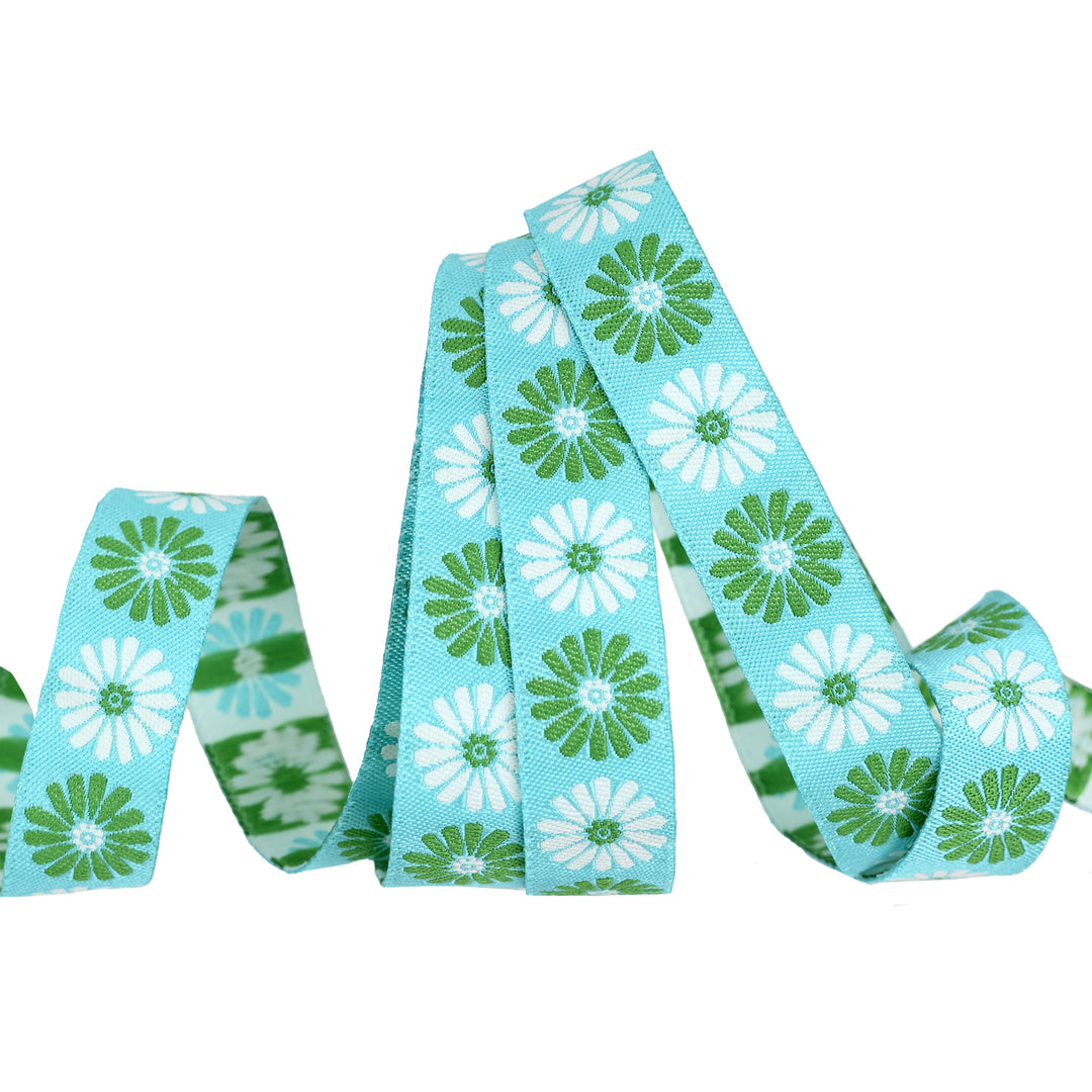 Best Day - Vintage Flower in Turquoise 5/8" - by Melody Miller - 15 Yard Spool