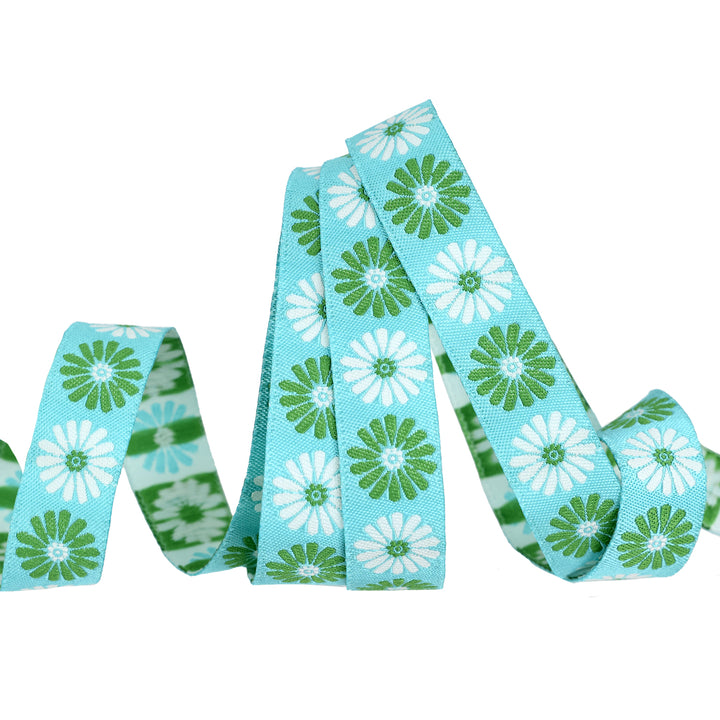 Best Day - Vintage Flower in Turquoise 5/8" - by Melody Miller - 15 Yard Spool