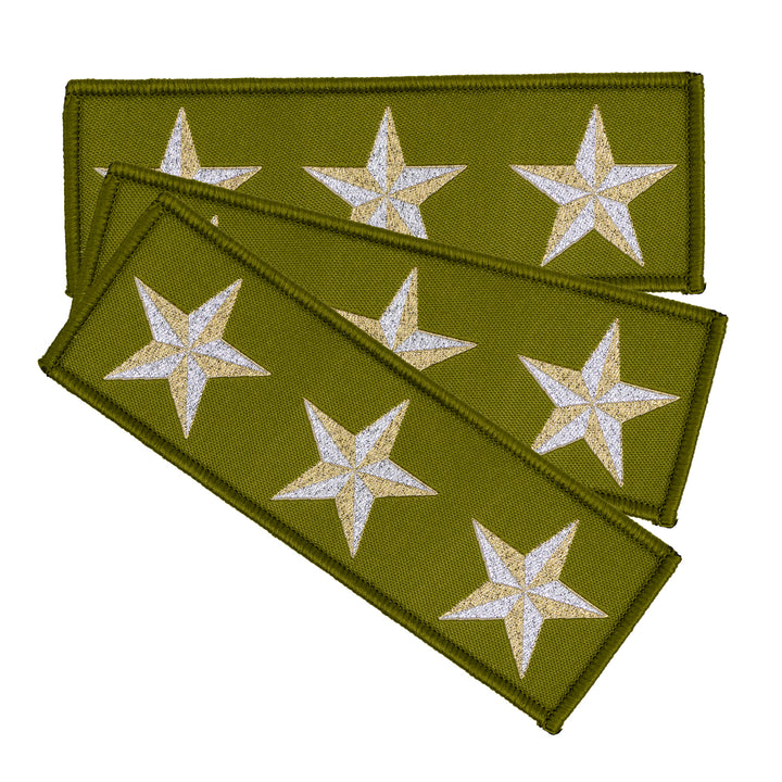 High Flight - 3 Star in Olive - by Sarah Thomas - 38x113mm - Iron-On Applique Patch - 3 Pack