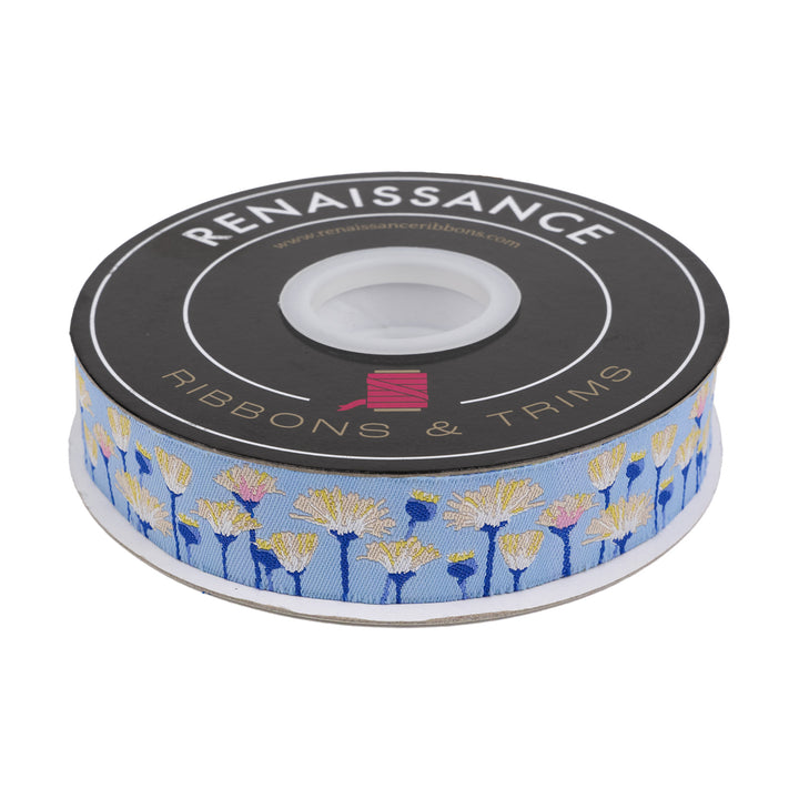 Blooms in Twilight - 7/8" width - Meadow - 15 Yard Spool