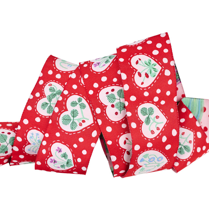 Funny Valentine - Sweet Hearts in Red - 1-1/2" width - by Lizzy House - 15 Yard Spool