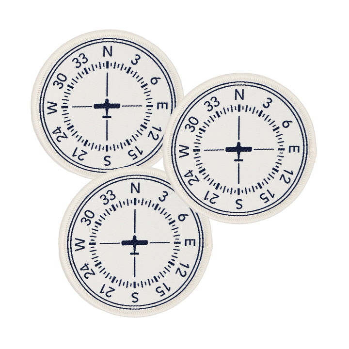 High Flight - Magnetic Compass - by Sarah Thomas - 76x76mm - Iron-On Applique Patch -  3 Pack