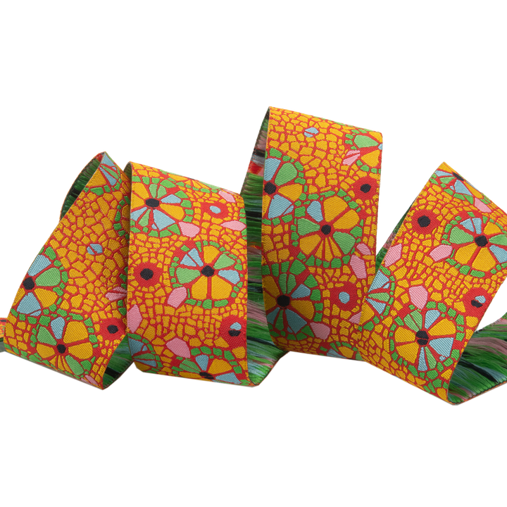 Mosaic Floral on Orange- Odile Bailloeul  - 1 1/2"
