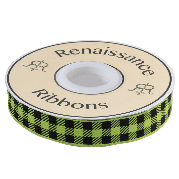 Gingham Apple Green and Black-7/8"