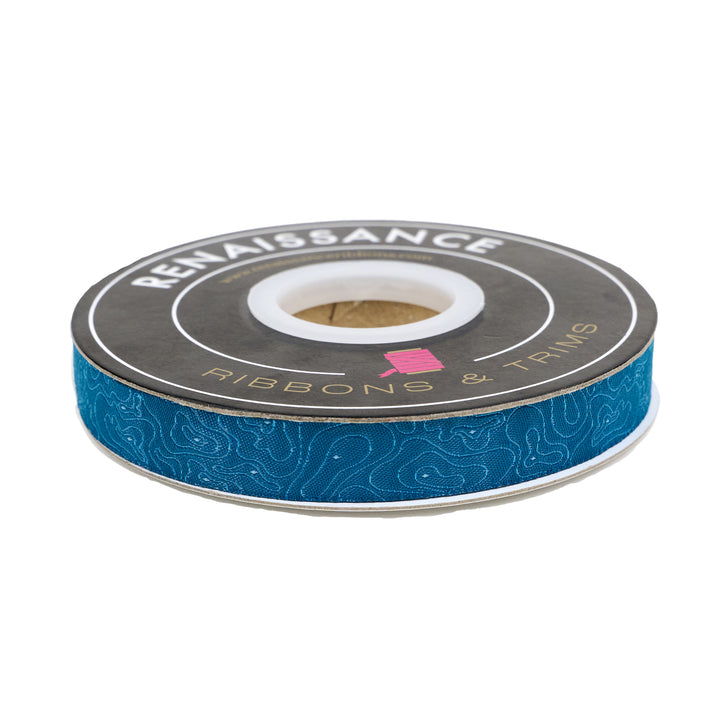 High Flight - Topography in Vintage Blue - 5/8" width - by Sarah Thomas - 15 Yard Spool