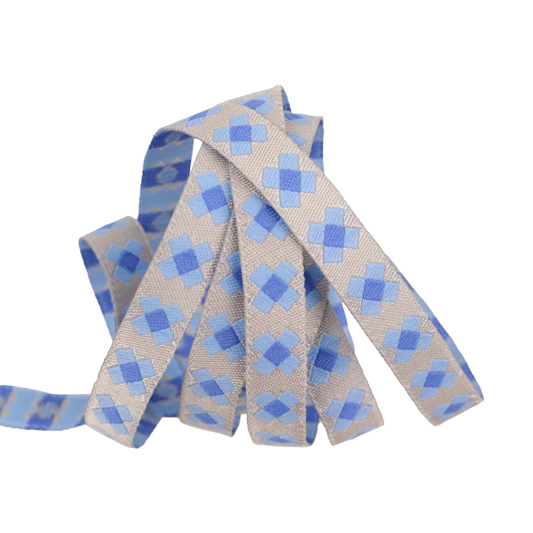 Patchwork in Blue - 3/8" width - Meadow - 15 Yard Spool