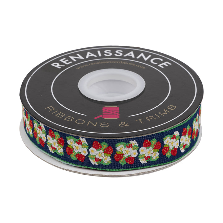 Strawberries and Blossoms - 7/8" width - Farm &amp; Garden by Cathe Holden - 15 Yard Spool