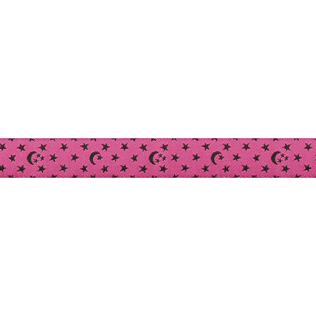 Ooh Lucky Lucky - Moon and Stars in Hot Pink - 5/8" width - by Alexia Abegg - 15 Yard Spool