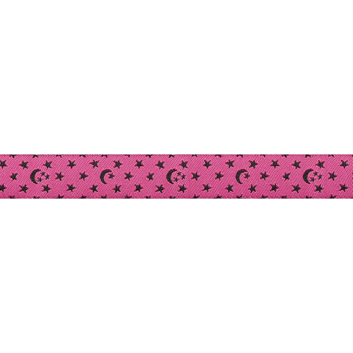 Ooh Lucky Lucky - Moon and Stars in Hot Pink - 5/8" width - by Alexia Abegg - 15 Yard Spool