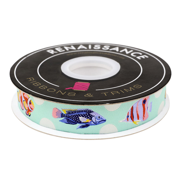 Floral Reef - School Crossing in Marine - 1" width - by Tula Pink - 15 Yard Spool