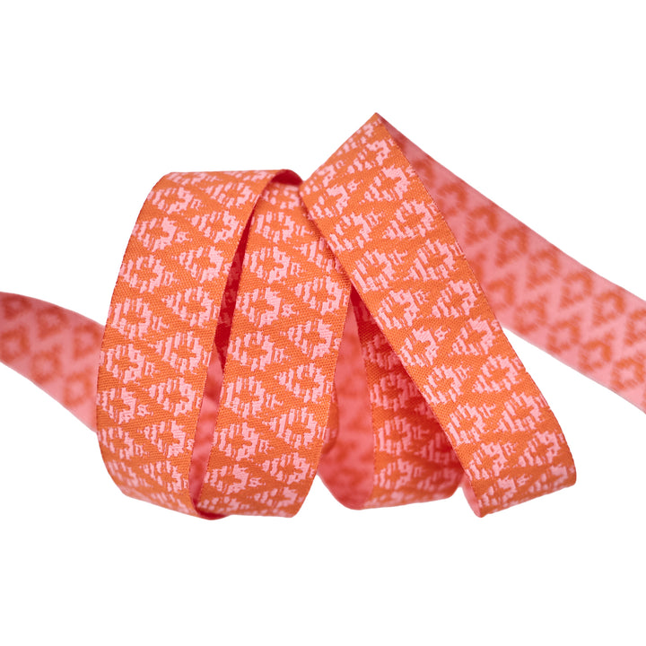 Paradise Garden - Mini Ikat in Saffron - 7/8" width - by Patty Basemi - 15 Yard Spool
