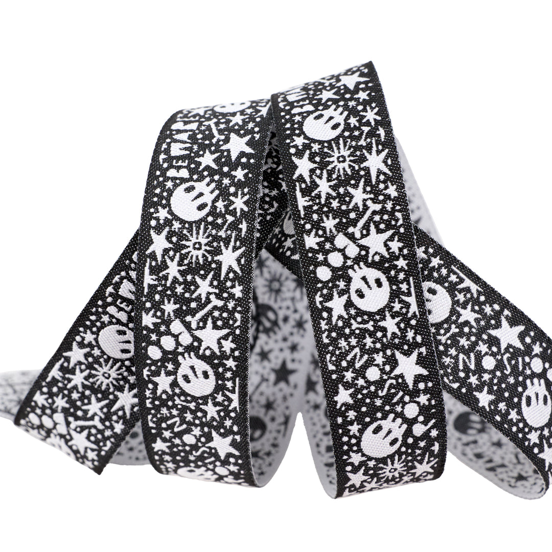 Witchy Ways - Skelly Stars and Bones  - 7/8" width - by Cori Dantini - 15 Yard Spool
