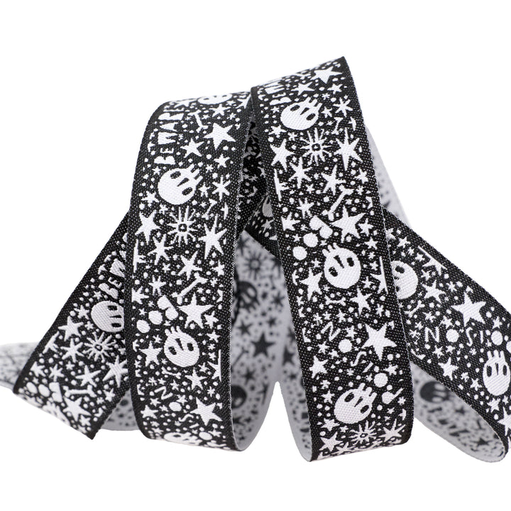 Witchy Ways - Skelly Stars and Bones  - 7/8" width - by Cori Dantini - 15 Yard Spool