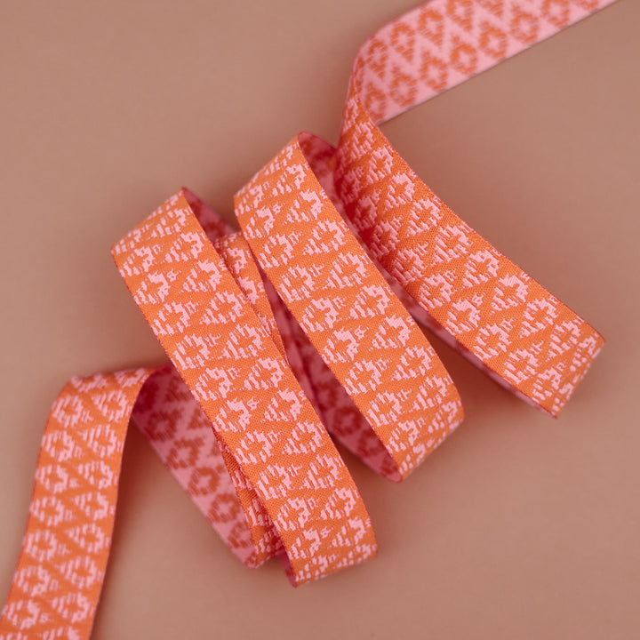 Paradise Garden - Mini Ikat in Saffron - 7/8" width - by Patty Basemi - 15 Yard Spool